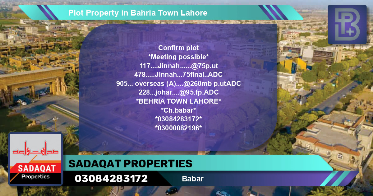 Residential Plot for Sale in Bahria Town, Lahore - (BP-50203)