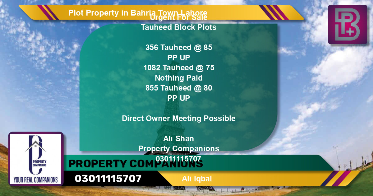 Residential Plot for Sale in Bahria Town, Lahore - (BP-50248)
