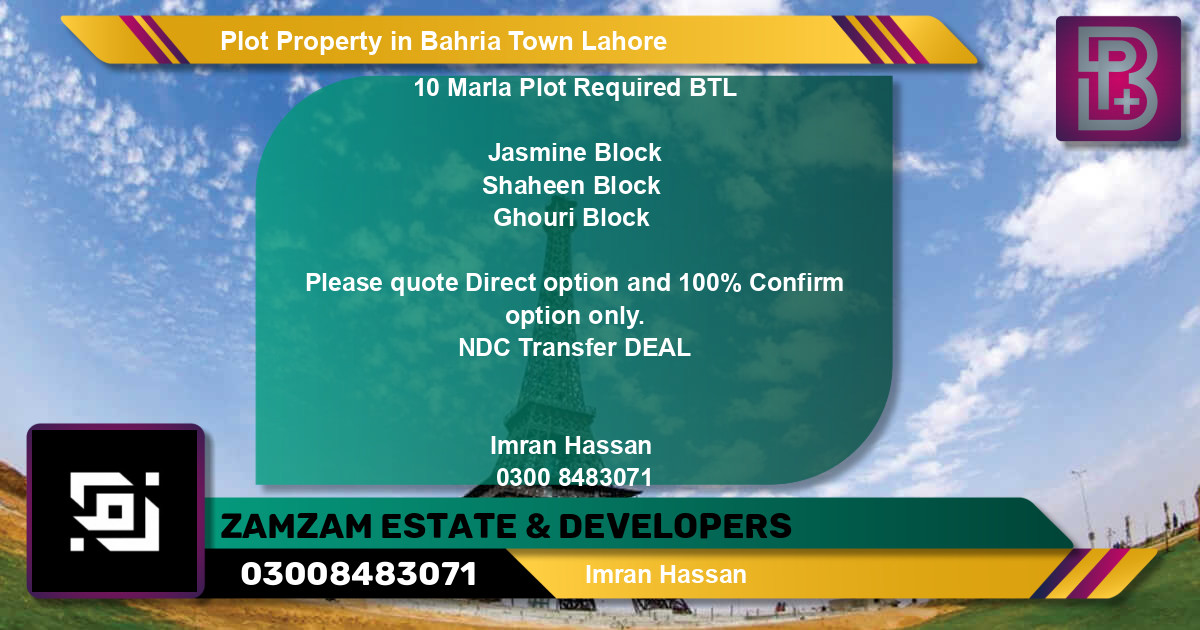 Residential Plot for Sale in Bahria Town, Lahore - (BP-50284)