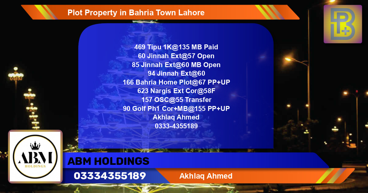 Residential Plot for Sale in Bahria Town, Lahore - (BP-50325)
