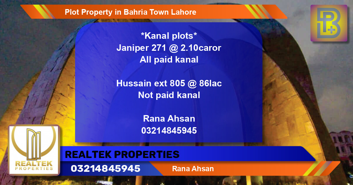 Residential Plot for Sale in Bahria Town, Lahore - (BP-50332)