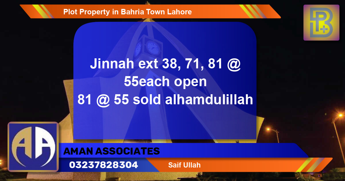 Residential Plot for Sale in Bahria Town, Lahore - (BP-50342)