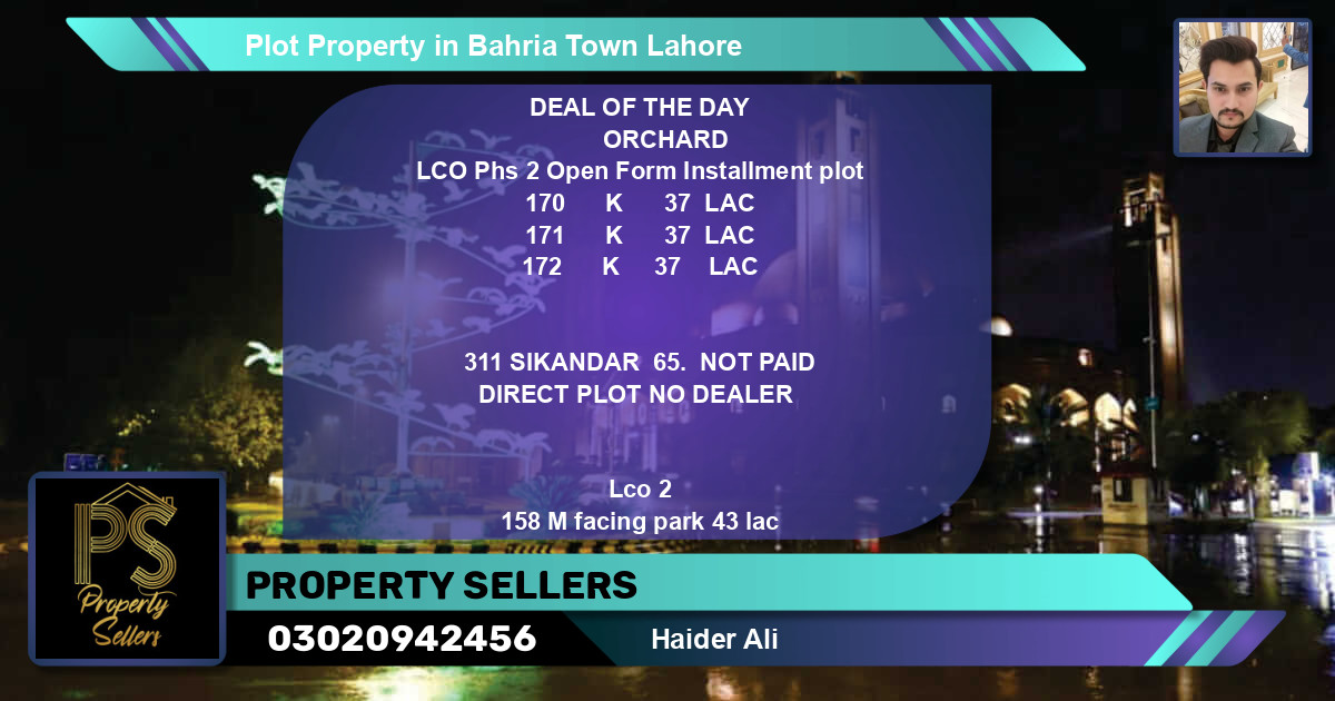 Residential Plot for Sale in Bahria Town, Lahore - (BP-50361)