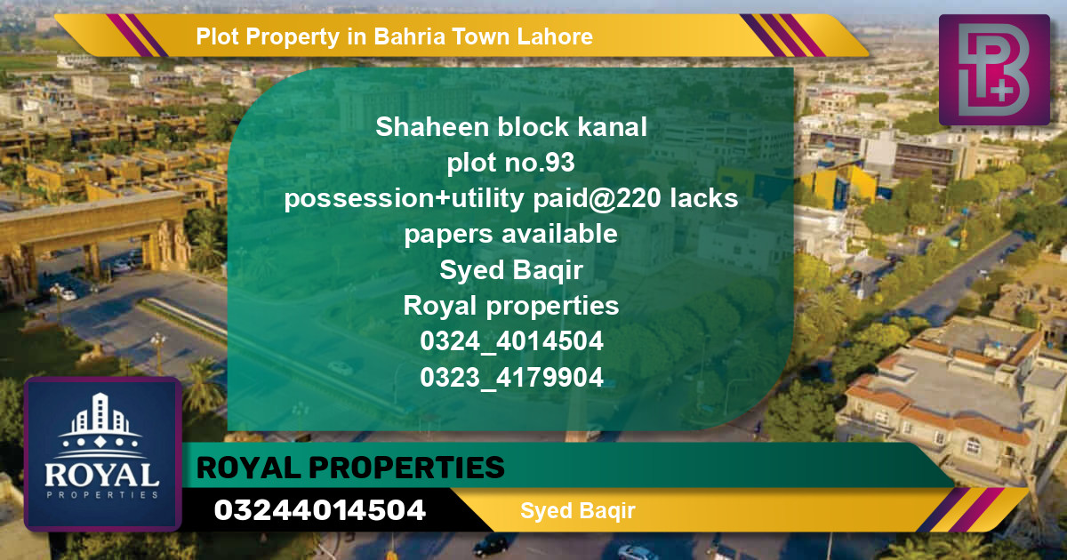 Residential Plot for Sale in Bahria Town, Lahore - (BP-50369)