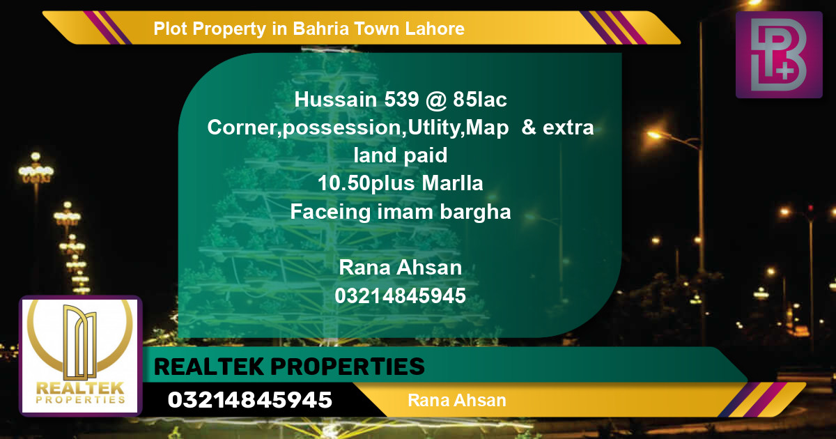 Residential Plot for Sale in Bahria Town, Lahore - (BP-50392)