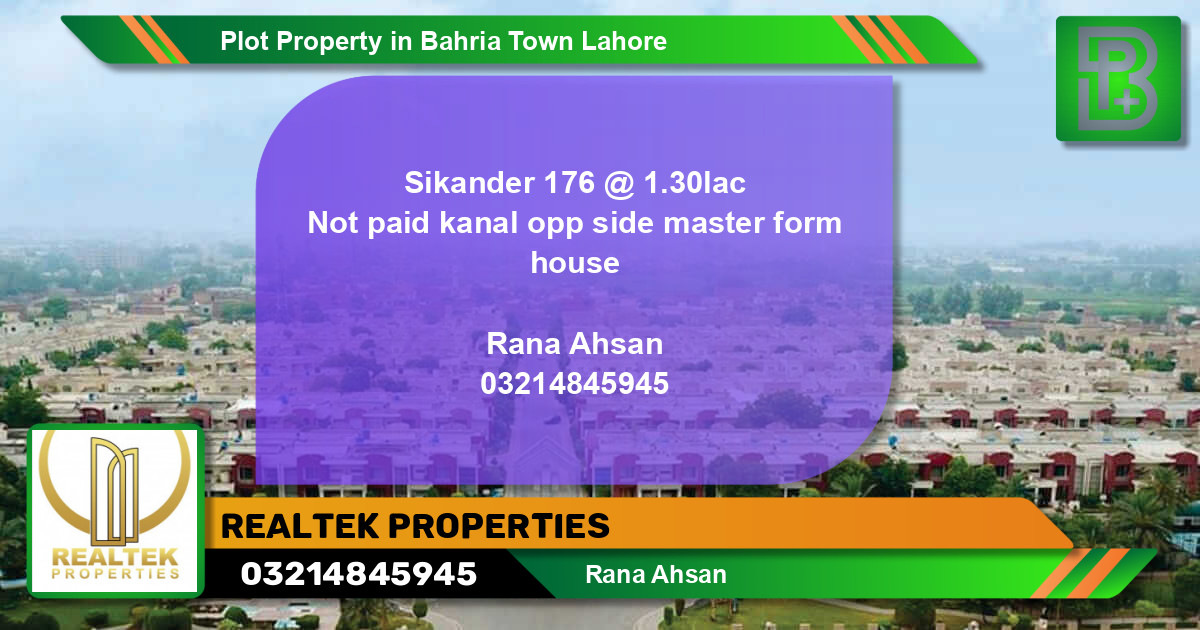 Residential Plot for Sale in Bahria Town, Lahore - (BP-50453)