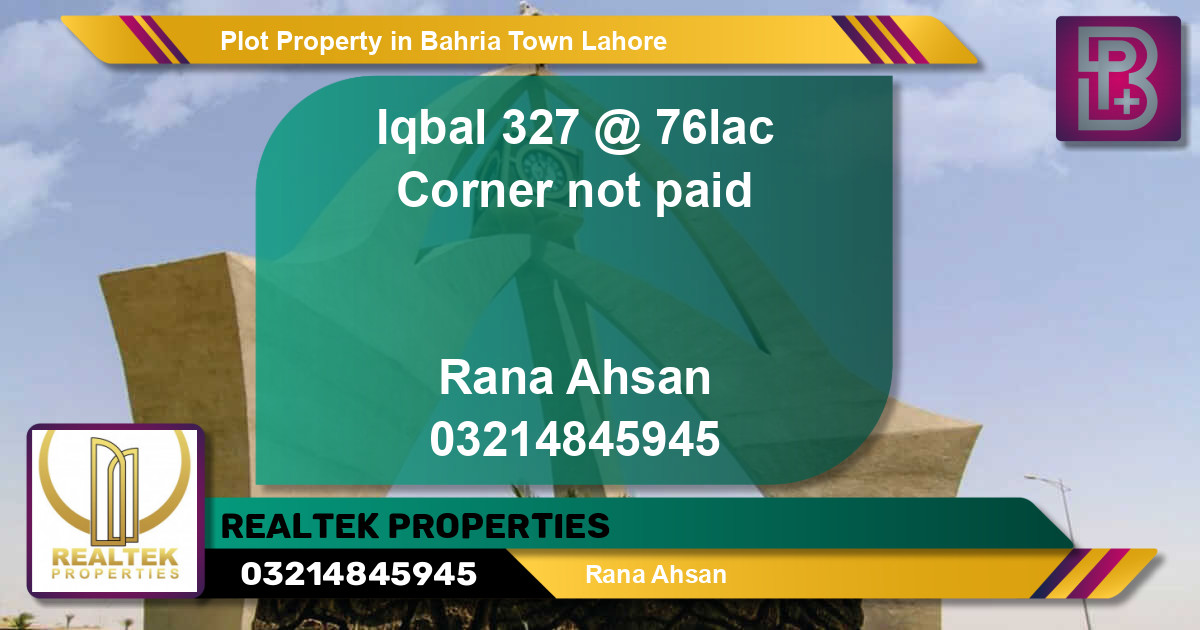 Residential Plot for Sale in Bahria Town, Lahore - (BP-50458)