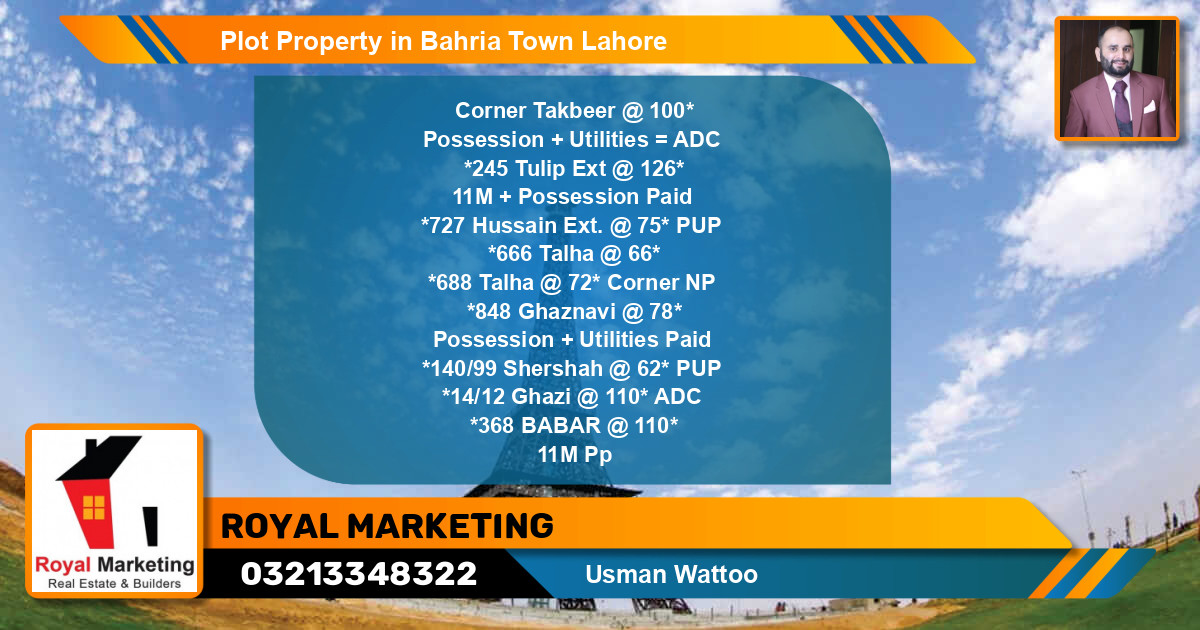 Residential Plot for Sale in Bahria Town, Lahore - (BP-50485)