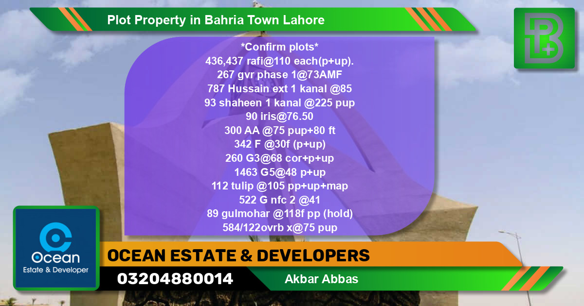 Residential Plot for Sale in Bahria Town, Lahore - (BP-50495)
