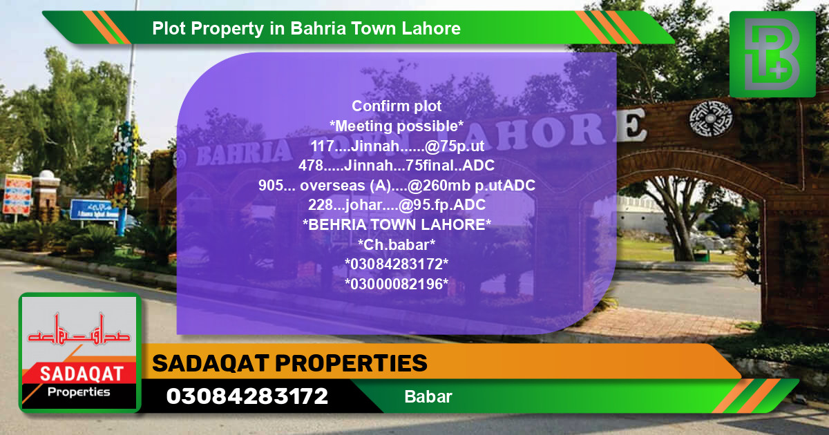 Residential Plot for Sale in Bahria Town, Lahore - (BP-50526)
