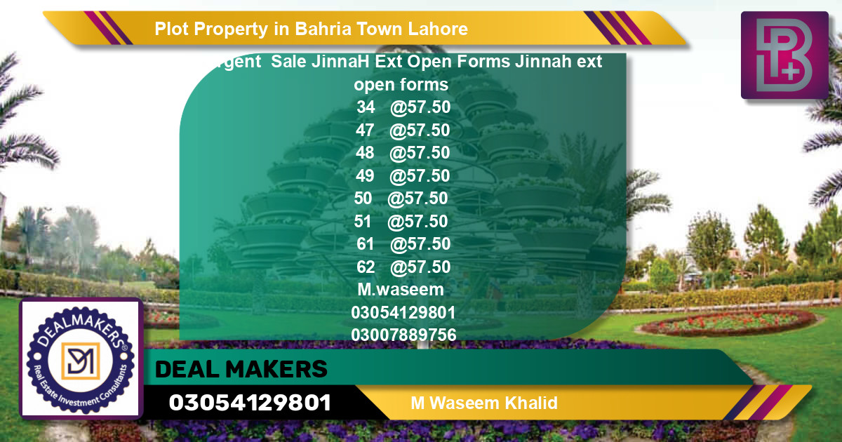 Residential Plot for Sale in Bahria Town, Lahore - (BP-50552)