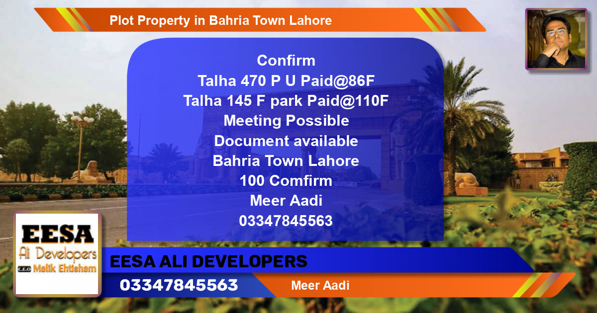 Residential Plot for Sale in Bahria Town, Lahore - (BP-50587)
