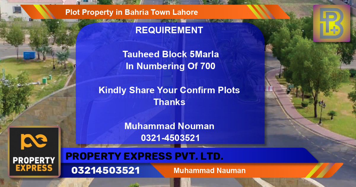 Residential Plot for Sale in Bahria Town, Lahore - (BP-50598)