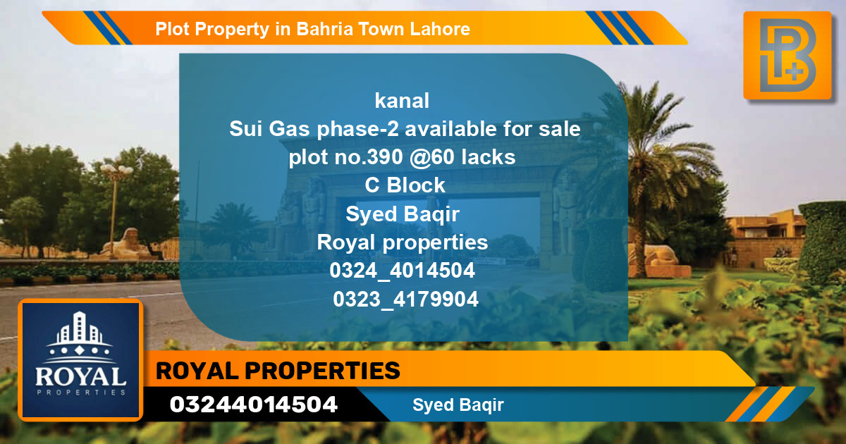 Residential Plot for Sale in Bahria Town, Lahore - (BP-50642)