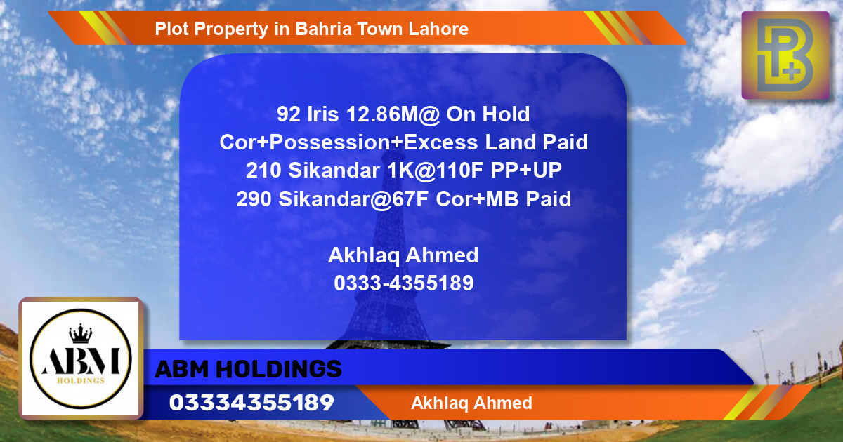 Residential Plot for Sale in Bahria Town, Lahore - (BP-50719)