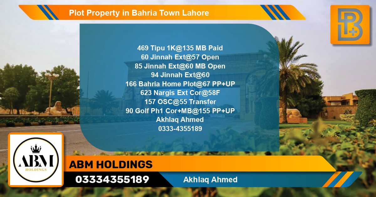 Residential Plot for Sale in Bahria Town, Lahore - (BP-50722)