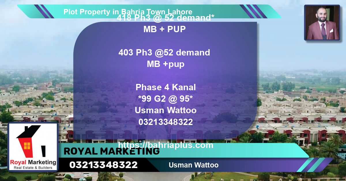 Residential Plot for Sale in Bahria Town, Lahore - (BP-50751)