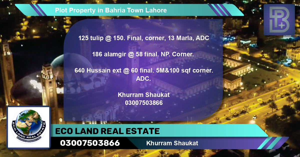 Residential Plot for Sale in Bahria Town, Lahore - (BP-50758)