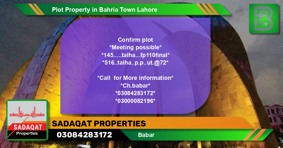 Residential Plot for Sale in Bahria Town, Lahore - (BP-50786)