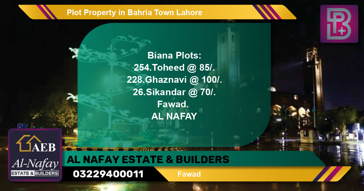 Residential Plot for Sale in Bahria Town, Lahore - (BP-50812)