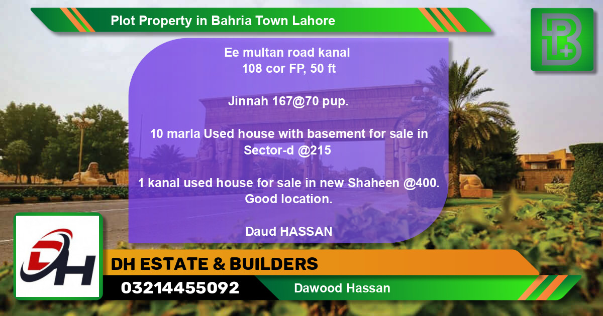 Residential Plot for Sale in Bahria Town, Lahore - (BP-50821)