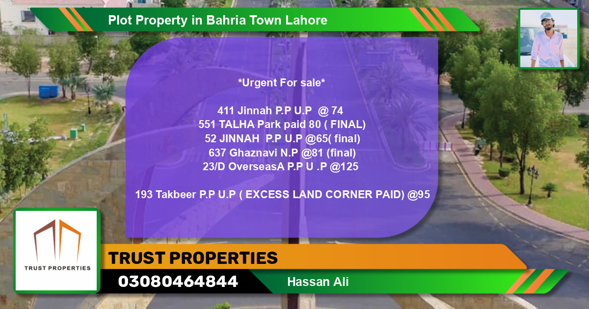 Residential Plot for Sale in Bahria Town, Lahore - (BP-50826)