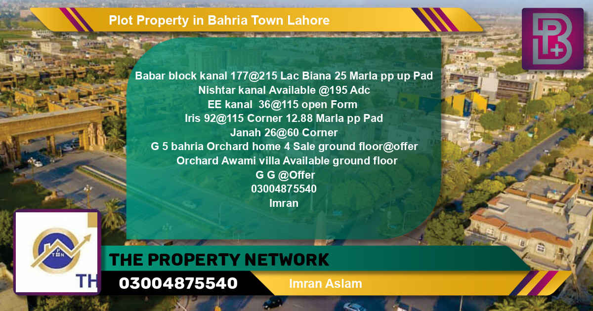 Residential Plot for Sale in Bahria Town, Lahore - (BP-50831)