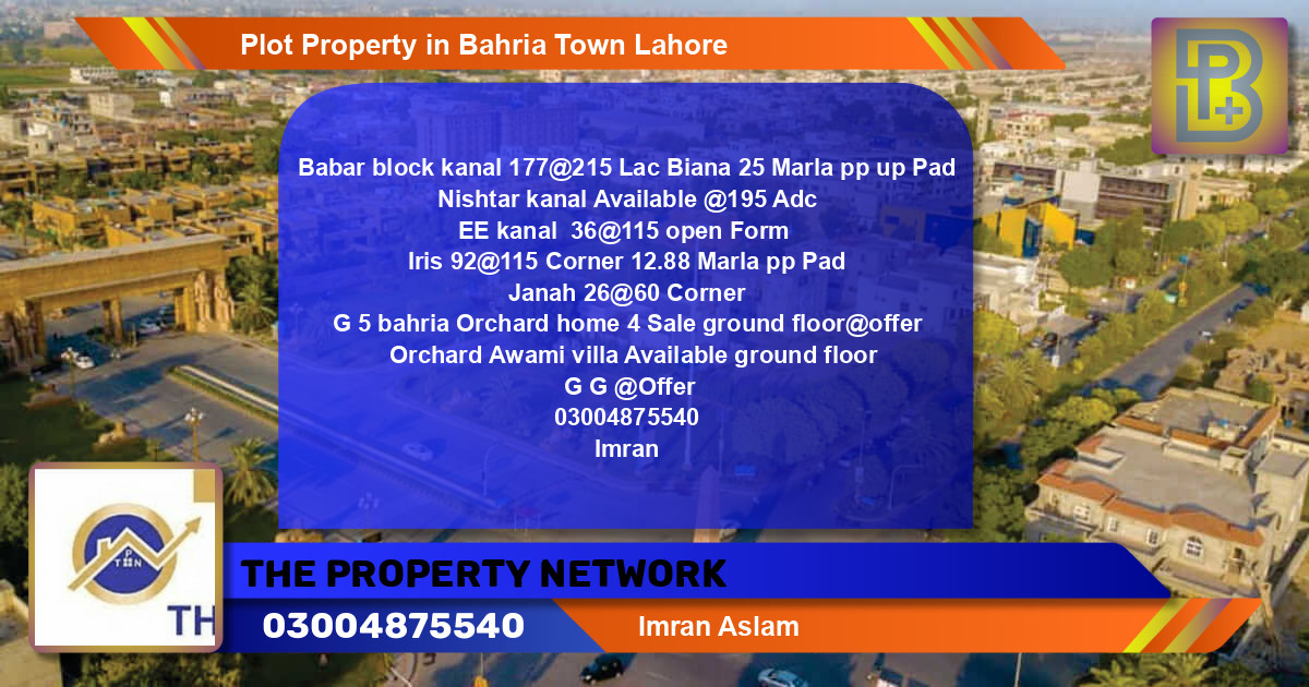 Residential Plot for Sale in Bahria Town, Lahore - (BP-50832)