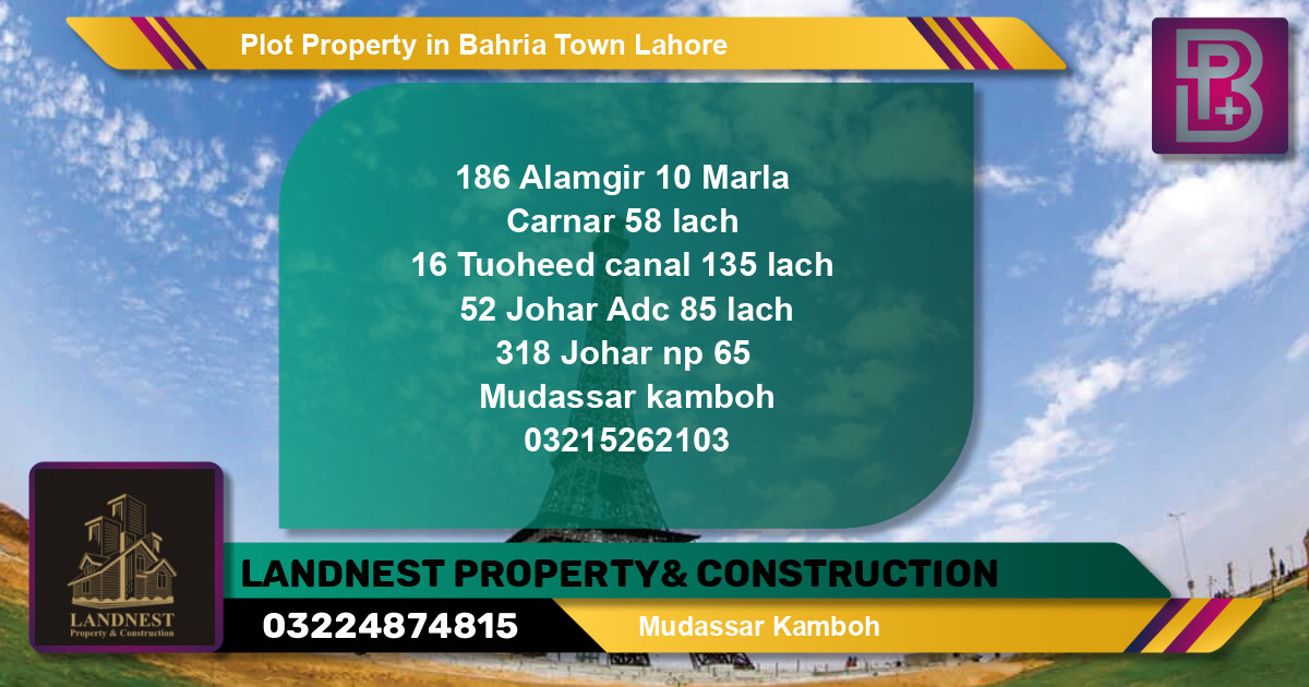 Residential Plot for Sale in Bahria Town, Lahore - (BP-50833)