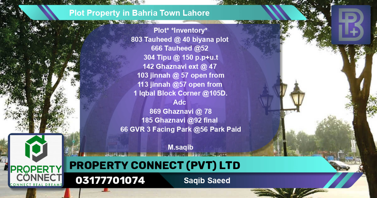 Residential Plot for Sale in Bahria Town, Lahore - (BP-50848)