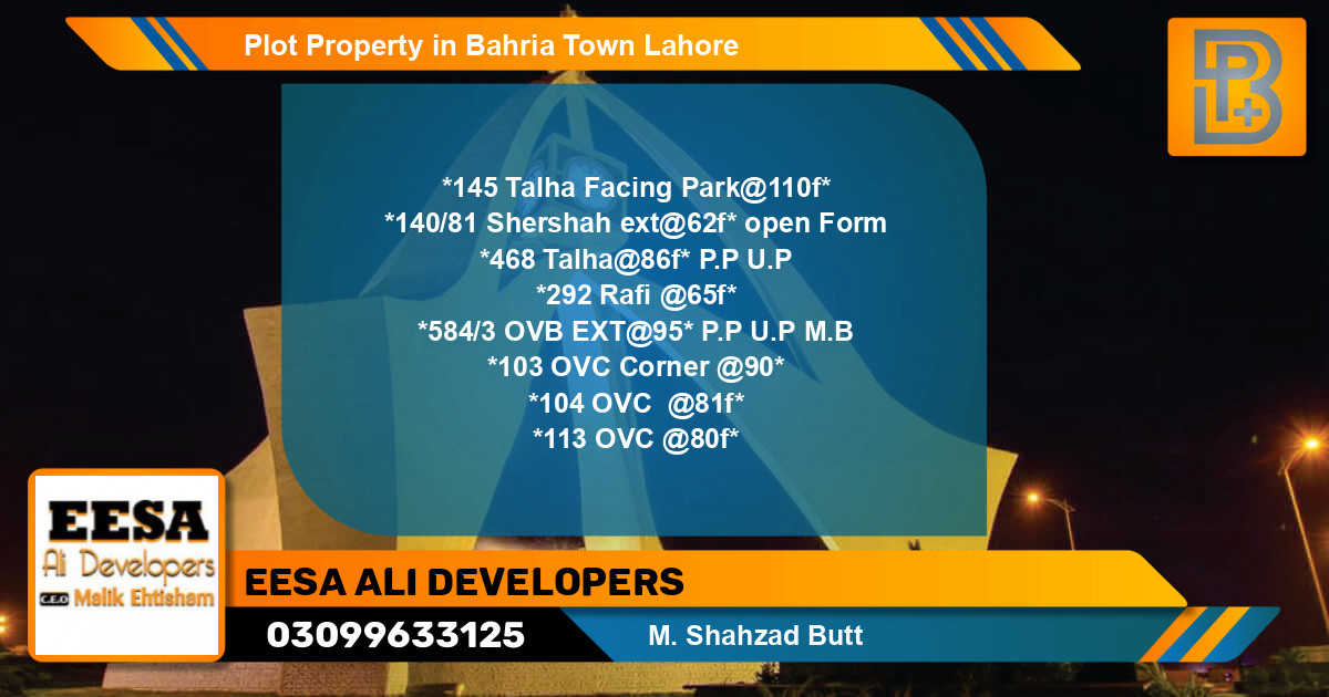 Residential Plot for Sale in Bahria Town, Lahore - (BP-50893)