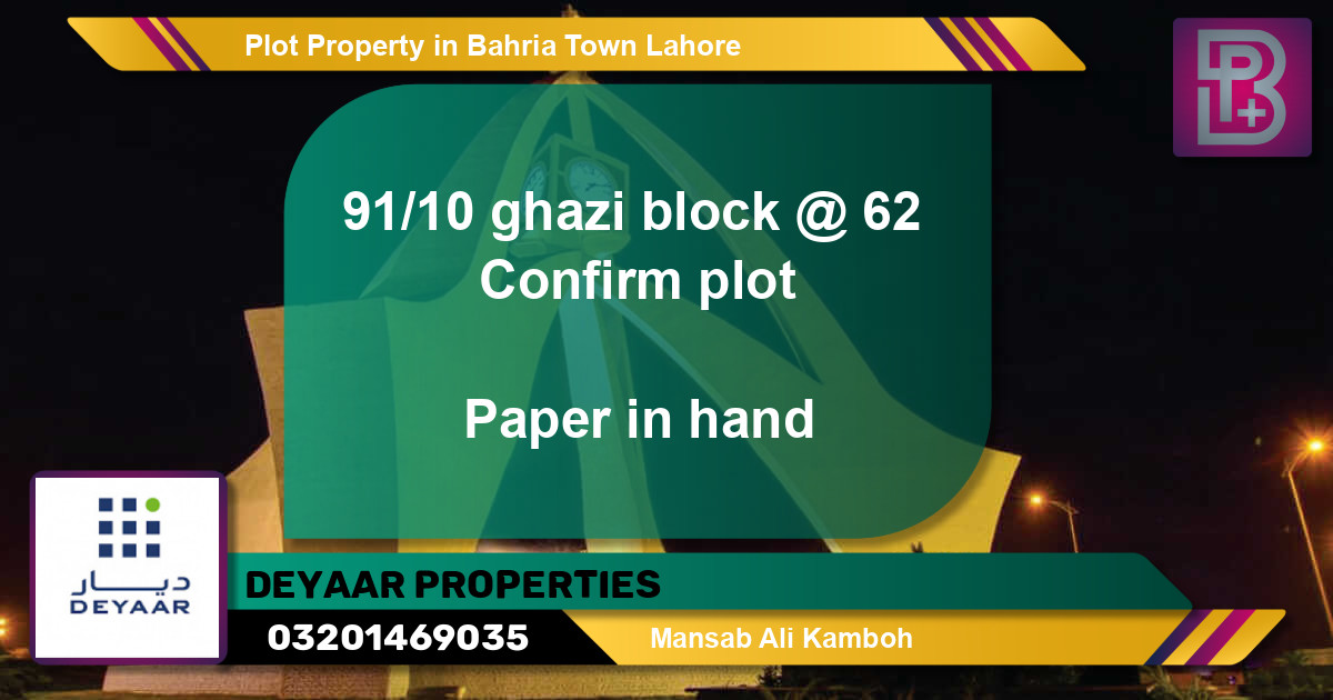 Residential Plot for Sale in Bahria Town, Lahore - (BP-50905)