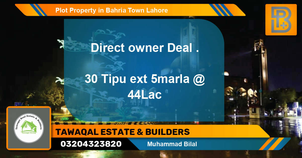 Residential Plot for Sale in Bahria Town, Lahore - (BP-50921)