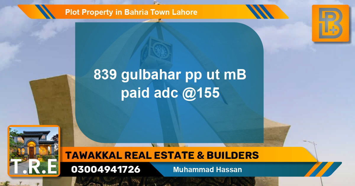 Residential Plot for Sale in Bahria Town, Lahore - (BP-50923)