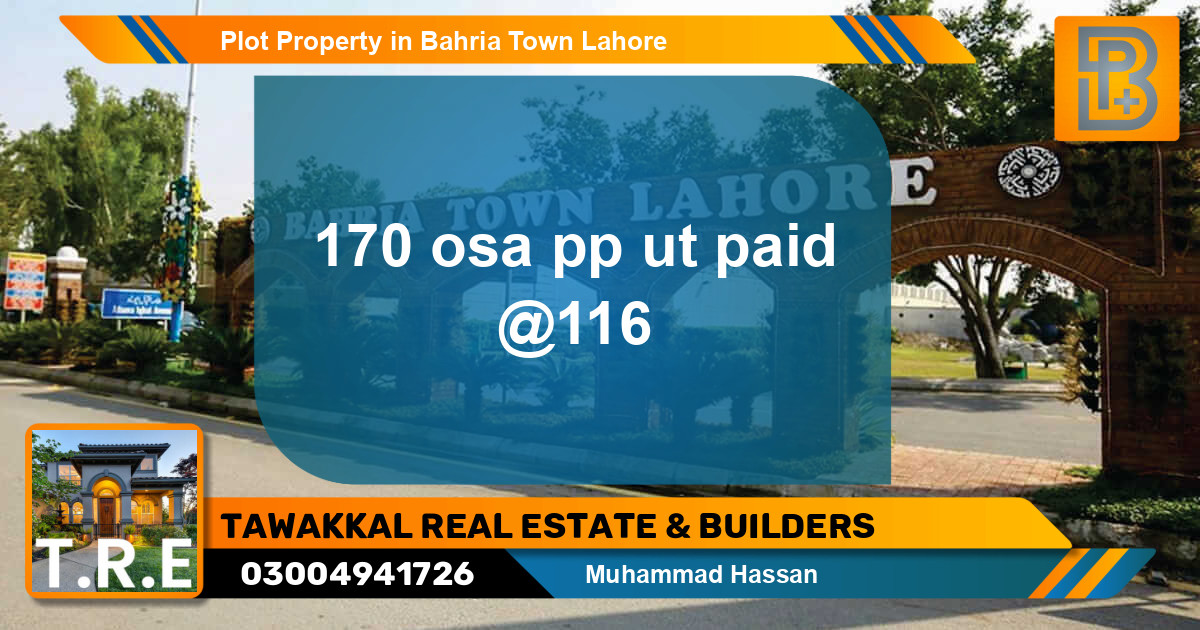 Residential Plot for Sale in Bahria Town, Lahore - (BP-50924)