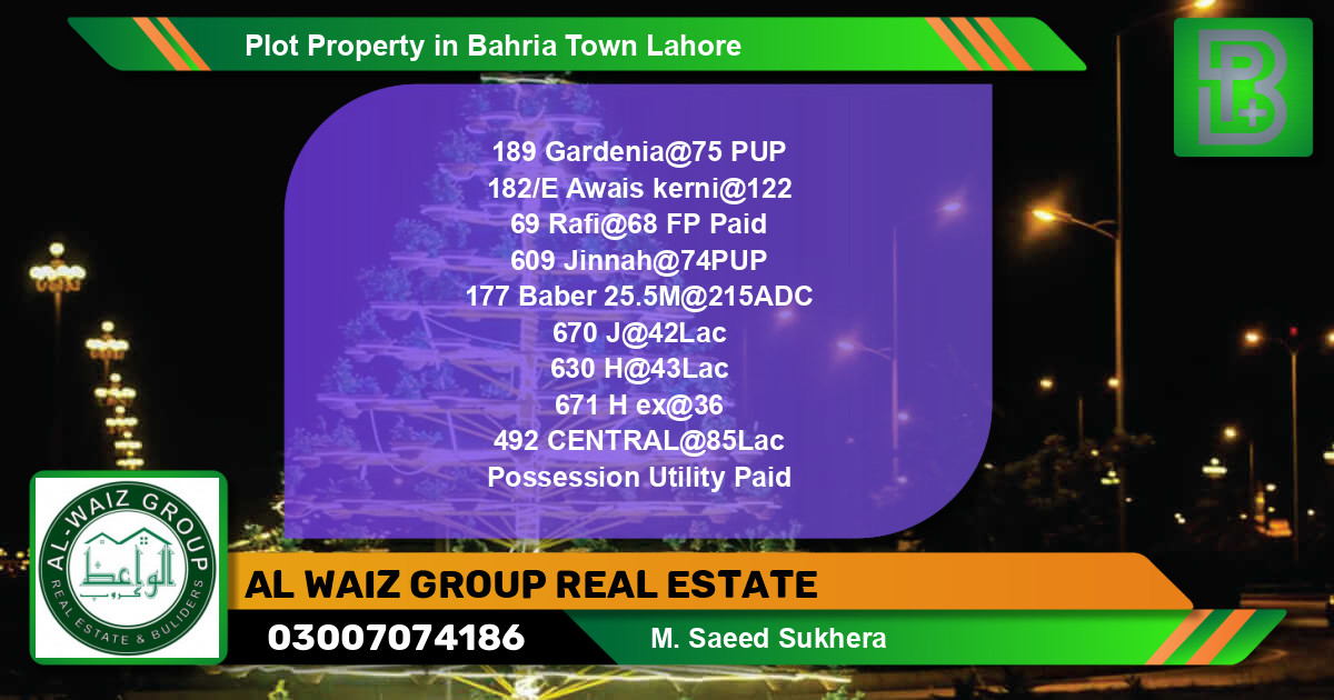 Residential Plot for Sale in Bahria Town, Lahore - (BP-50953)