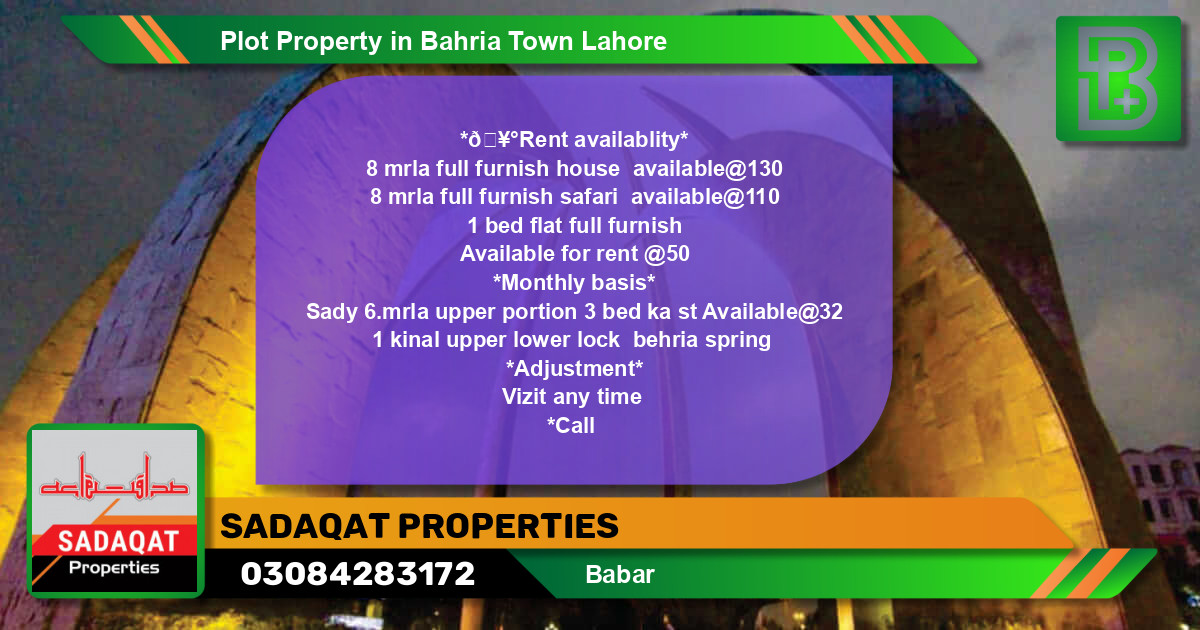 Residential Plot for Sale in Bahria Town, Lahore - (BP-50970)