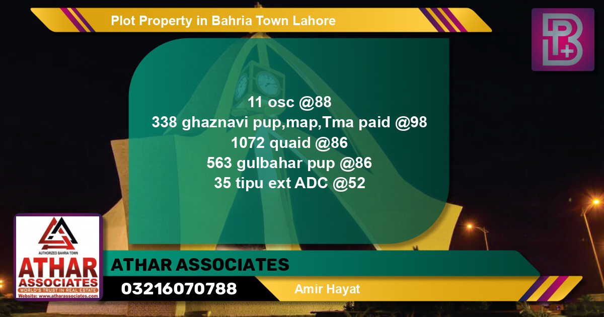 Residential Plot for Sale in Bahria Town, Lahore - (BP-50975)