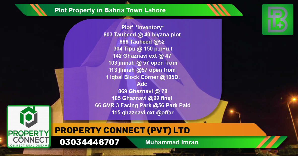 Residential Plot for Sale in Bahria Town, Lahore - (BP-51000)