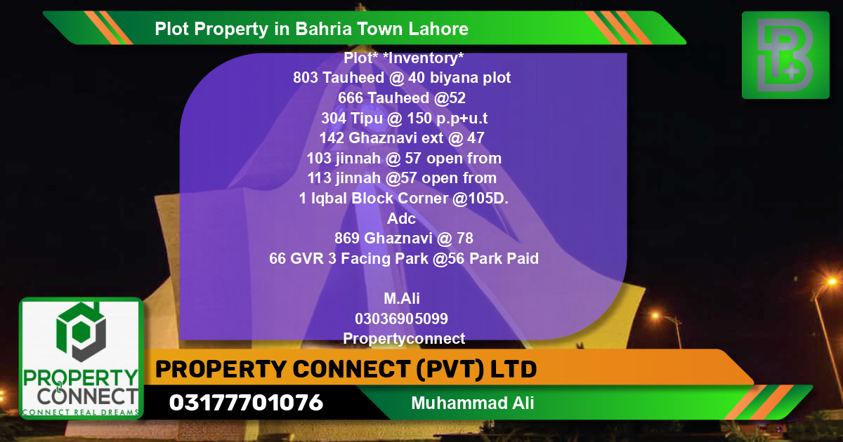 Residential Plot for Sale in Bahria Town, Lahore - (BP-51039)
