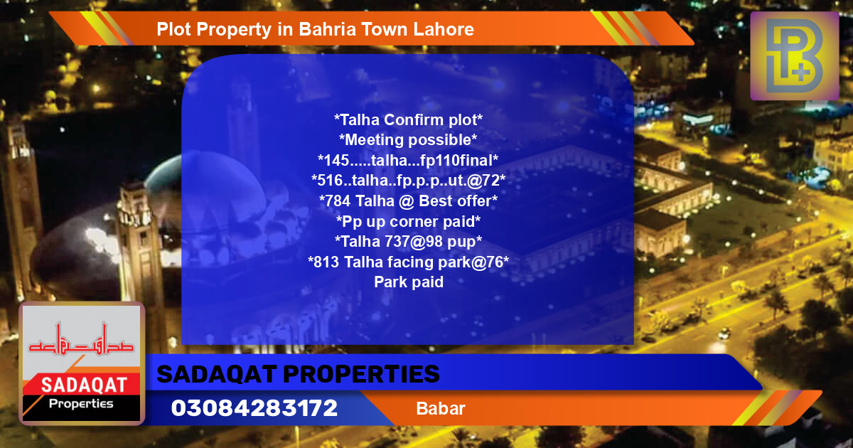 Residential Plot for Sale in Bahria Town, Lahore - (BP-51059)