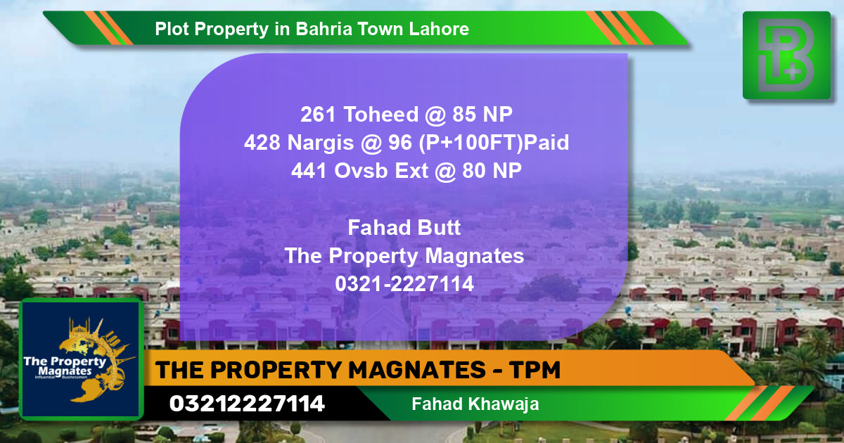Residential Plot for Sale in Bahria Town, Lahore - (BP-51060)