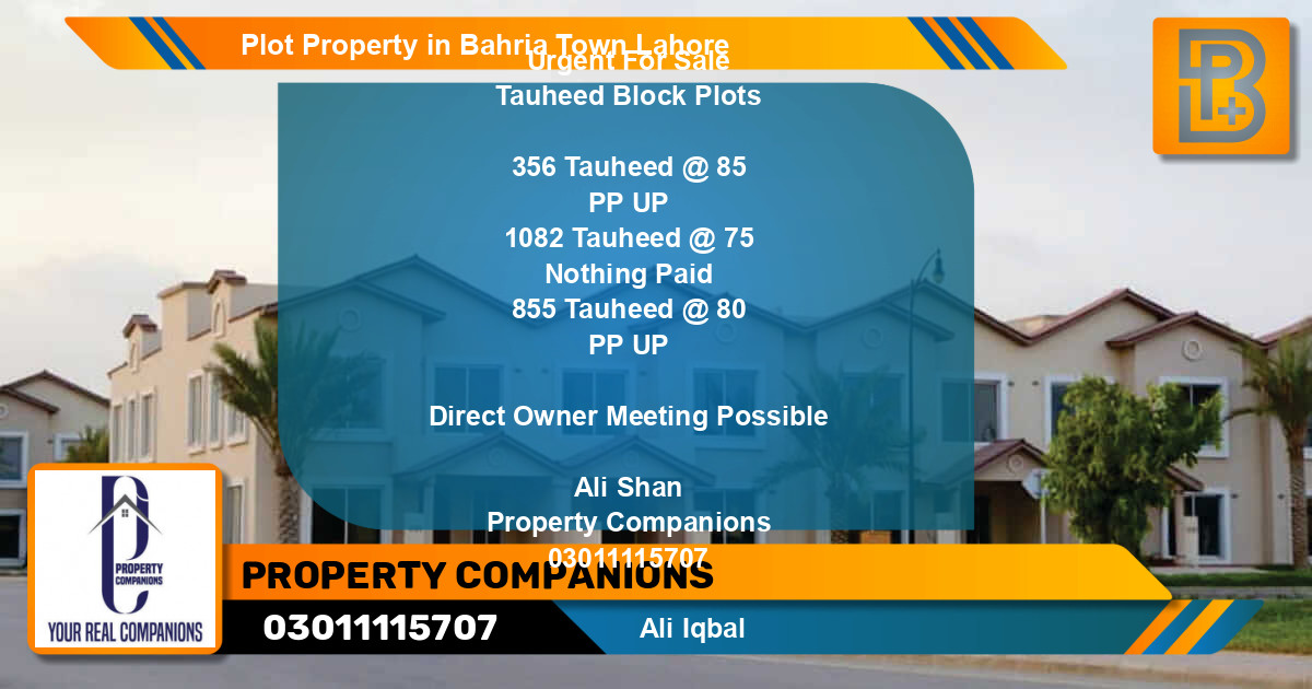 Residential Plot for Sale in Bahria Town, Lahore - (BP-51080)