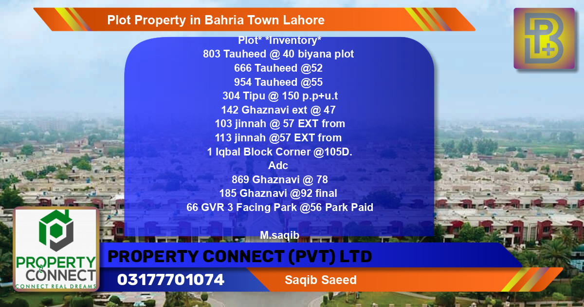 Residential Plot for Sale in Bahria Town, Lahore - (BP-51116)