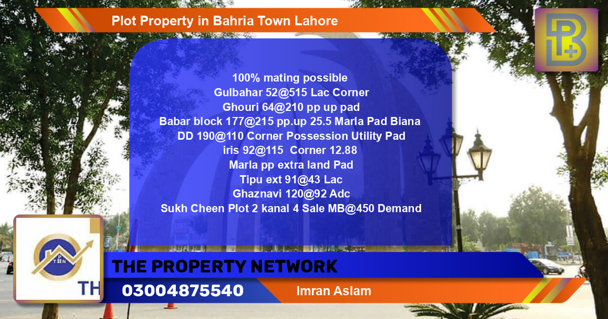 Residential Plot for Sale in Bahria Town, Lahore - (BP-51123)