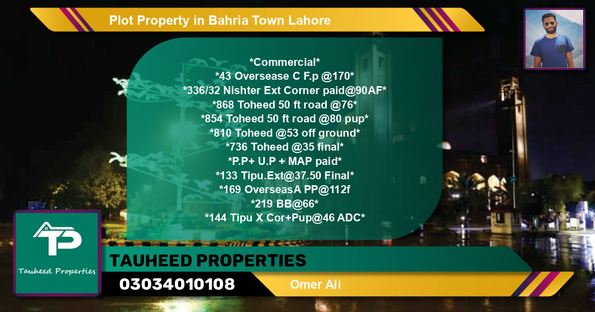 Commercial Plot for Sale in Bahria Town, Lahore - (BP-51127)