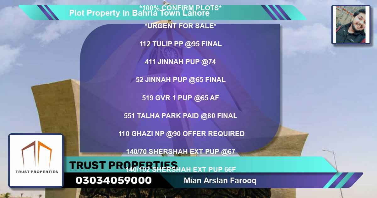 Residential Plot for Sale in Bahria Town, Lahore - (BP-51140)