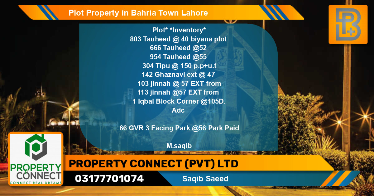 Residential Plot for Sale in Bahria Town, Lahore - (BP-51141)