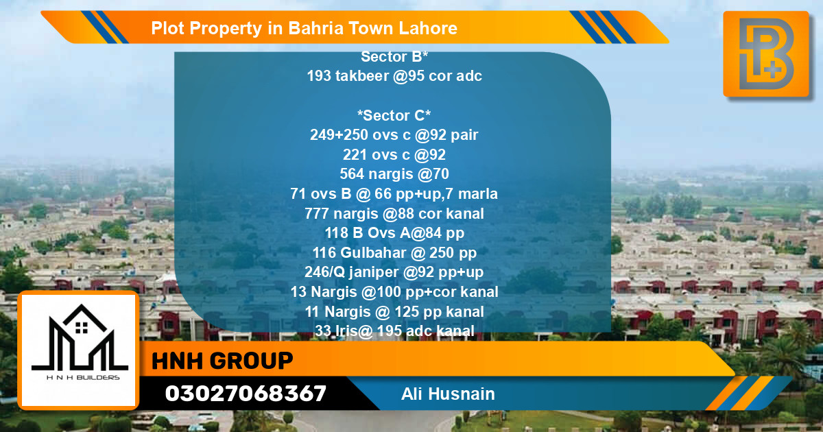 Residential Plot for Sale in Bahria Town, Lahore - (BP-51152)