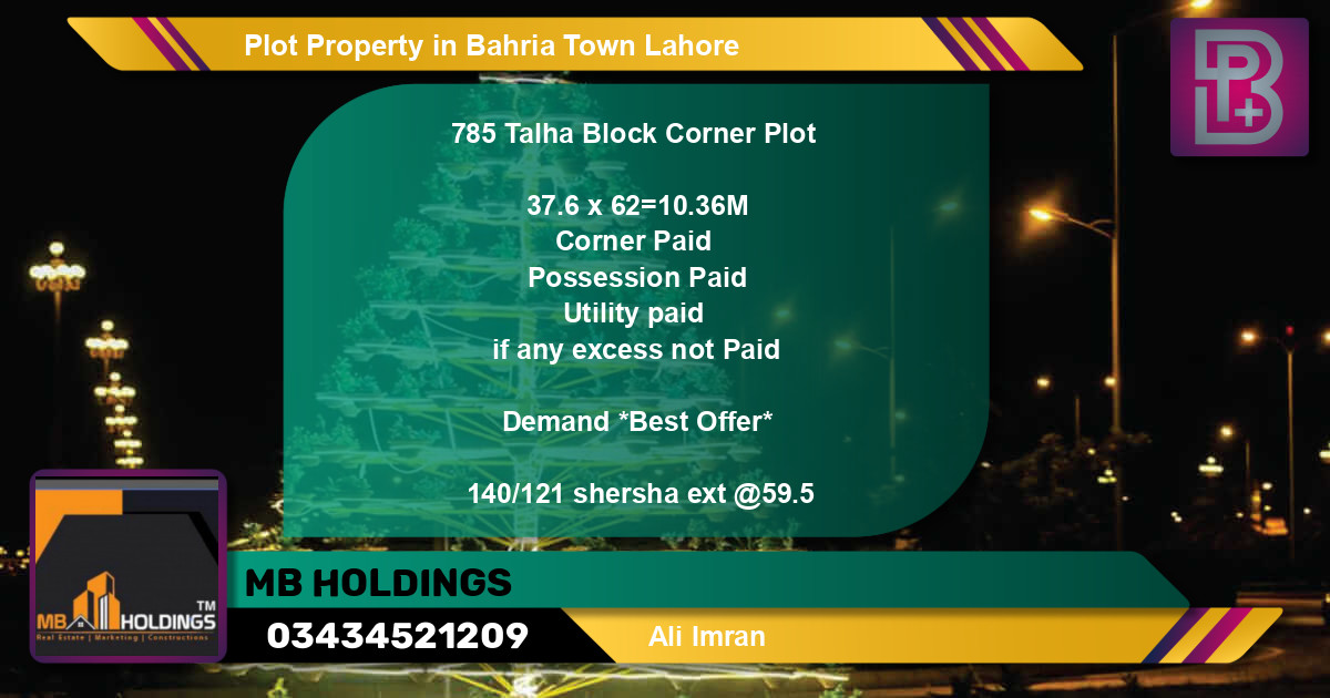 Residential Plot for Sale in Bahria Town, Lahore - (BP-51157)